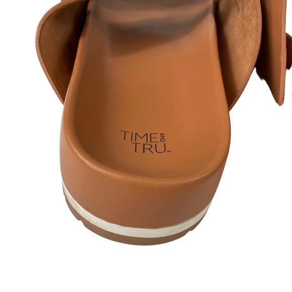 Time and Tru Brown Vegan Leather Buckle Strap Sz 10 Summer Beach Slip-on Sandals - Picture 16 of 16